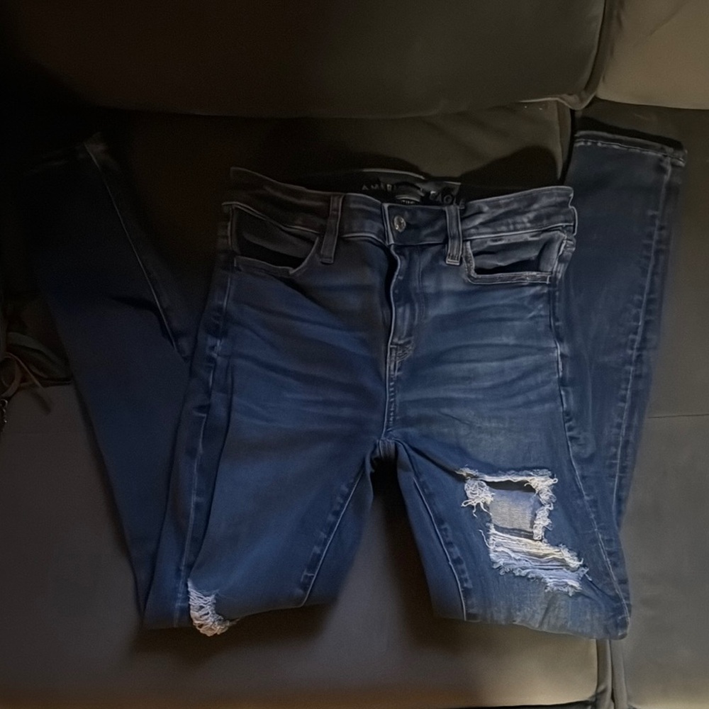 American Eagle Outfitters Blue Skinny Jeans Distressed Style
